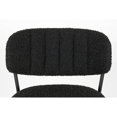 Housecraft Living Jolien Barkruk 65 cm Zwart/Zwart Bouclé - set van 2