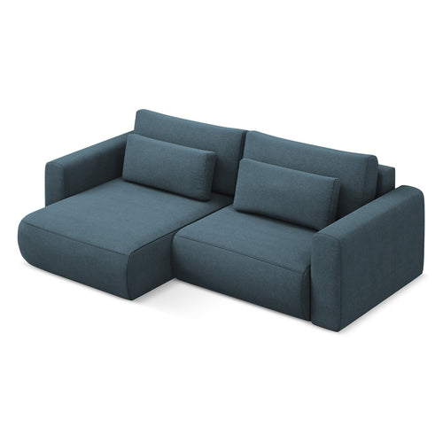 LaMiaSofa hoekbank links Perugia - textuurstof - jeans - 240x149x82