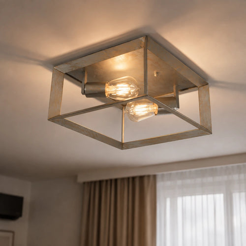 Searchlight plafondlamp Heaton - 2 lichts - 30  x 30   cm - zilver goud