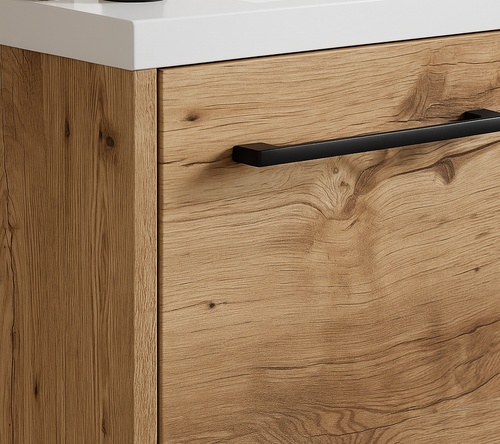 Badplaats Toiletmeubel Florence 40 x 22 cm – Kastanje eiken – Fonteinmeubel met Witte Wastafel