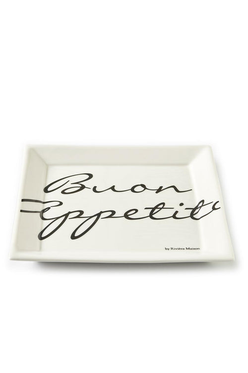 Rivièra Maison Buon Appetito Square Plate 22x22 - Porselein - Off White - vtwonen shop