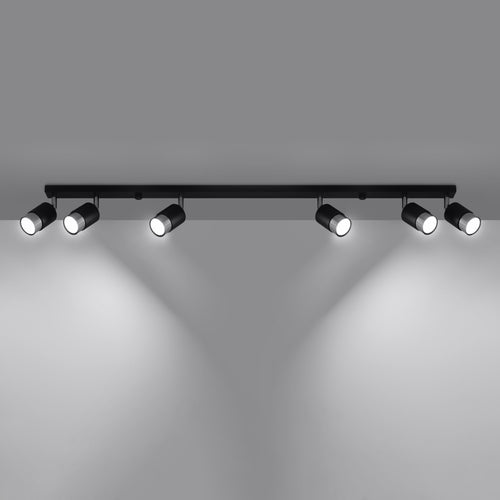 Sollux Lighting Plafondlamp NERO 6 zwart/chroom - 117x5x18cm