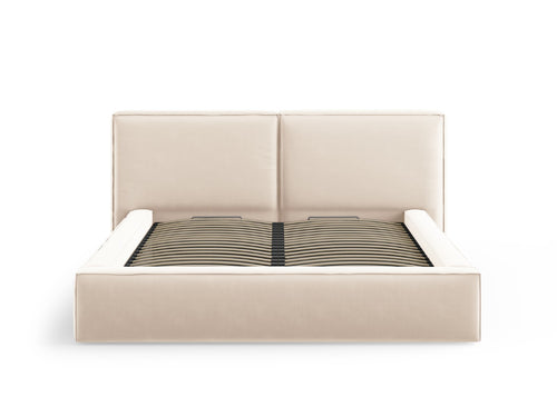 Micadoni Opbergbed met hoofdeinde Jodie 160x200cm, flueel, lichtbeige - 228x214x108cm