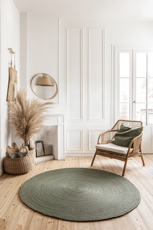 Mrcarpet jute vloerkleed - groen - Ø 300 cm