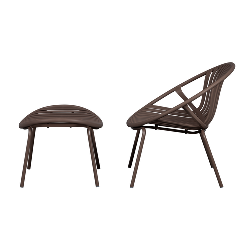 WOOOD loungestoel met hocker Bruce - Polypropeen/Metaal - Paars/Bruin - 73x81x72