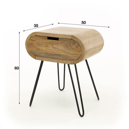 Giga Meubel Nachtkastje Barrel - Naturel Hout - 50x35x60cm - vtwonen shop