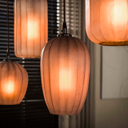 Giga Meubel Hanglamp Altura - Bruin Glas - 5-lichts - 125x20x150cm