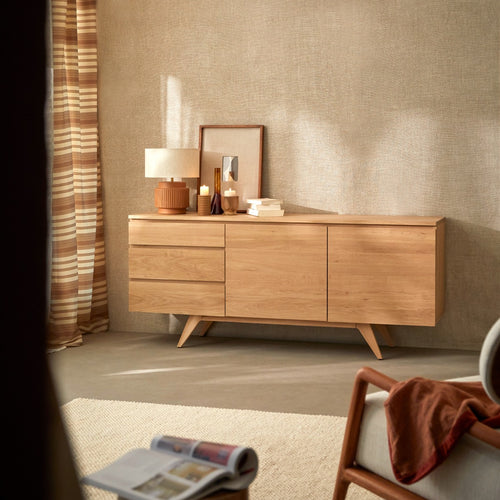 Tikamoon Massief eikenhouten dressoir 180 cm - Naturel