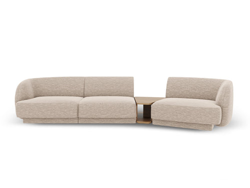 Micadoni - Rechte modulaire bank "Miley" 3 zitplaatsen, chenille, beige - 126x303x70cm