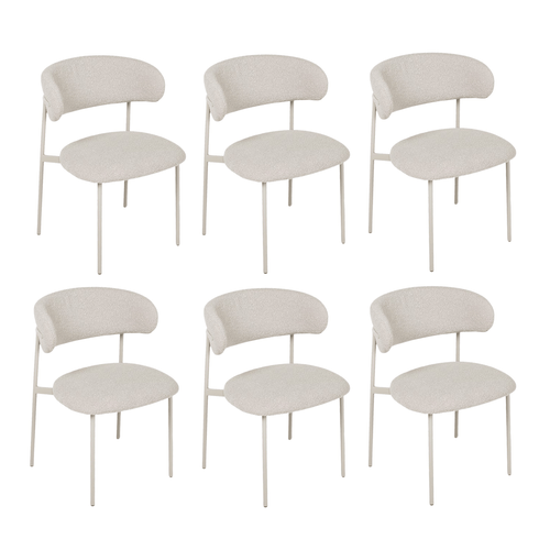 Furnhouse eetkamerstoel Diana - Beige - Stof (Bouclé) - Set van 6