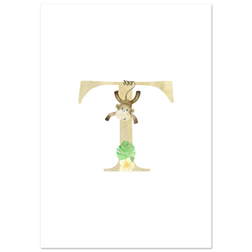 Artfulprints Poster Letter T kindernaam   - A4 21x29.7 cm - Meerkleurig