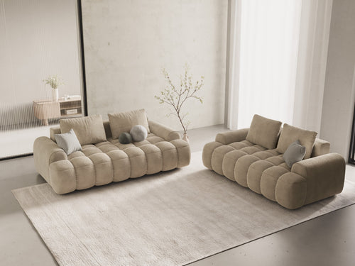 Cosmopolitan Design Bank Linz 3-zits, flueel lichtbeige - 100x200x84cm