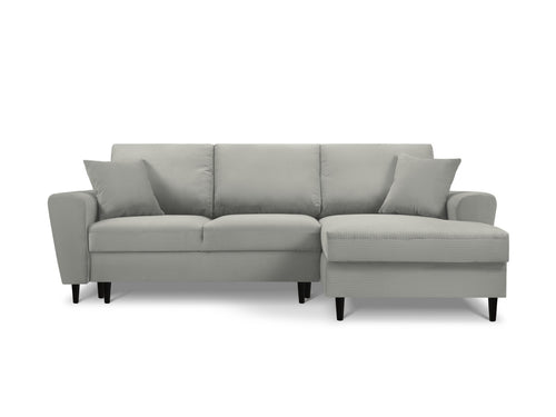 Cosmopolitan Design Converteerbare hoekbank rechts met opbergdoos Kyoto 4-zits, ribfluwelen, lichtgrijs - 145x241x88cm