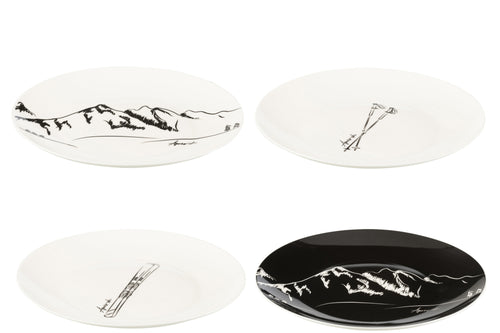 J-Line bord - keramiek - zwart/wit - giftbox van 4 stuks - vtwonen shop