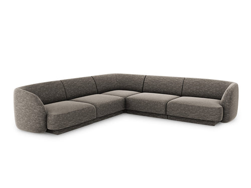 Micadoni Symmetrische hoekbank Miley 5-zits, chenille, grijs - 255x255x70cm