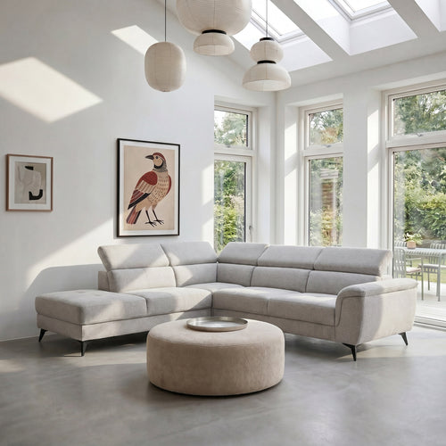Furnhouse chaise longue bank links Betis - Grijs - Stof - 95x290x90