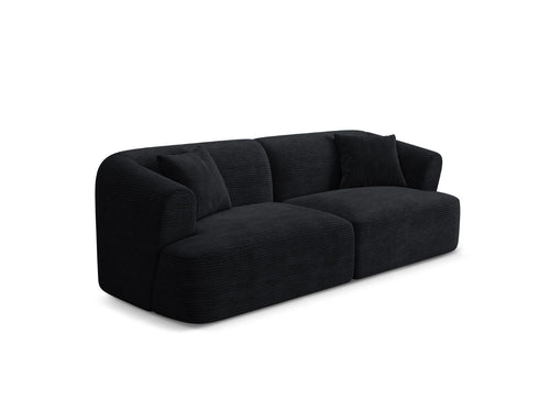 Cosmopolitan Design Modulaire bank Campi 3-zits, ribfluwelen zwart - 90x220x70cm