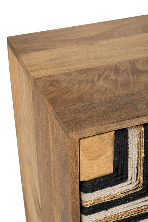J-Line kast Geweven Draadontwerp - hout - naturel/zwart