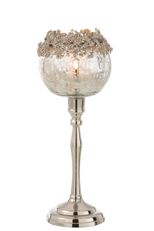 J-Line kandelaar Juweel - metaal/glas - zilver - large - vtwonen shop