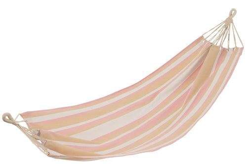 J-Line hangmat Strepen - katoen/polyester - wit/beige/lichtroze