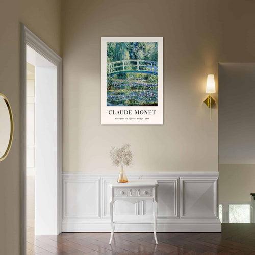 Artfulprints Poster met Lijst Claude Monet - Water lilies and Japanese bridge   - A4 21x29.7 cm - Groen