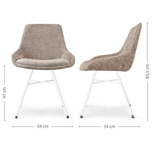 Nolon Noa-Isa Eetkamerstoel Bruin - Stof - Wit Onderstel - vtwonen shop