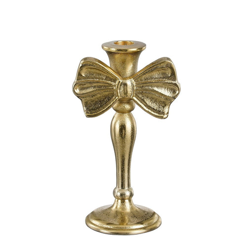 Mica Decorations Kandelaar met Strik - L11 x B8 x H20 cm - Aluminium - Goud