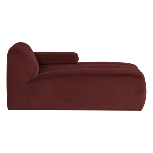 WOOOD chaise longue bank rechts Mojo - Velvet - Kastanjebruin - 74x124x162