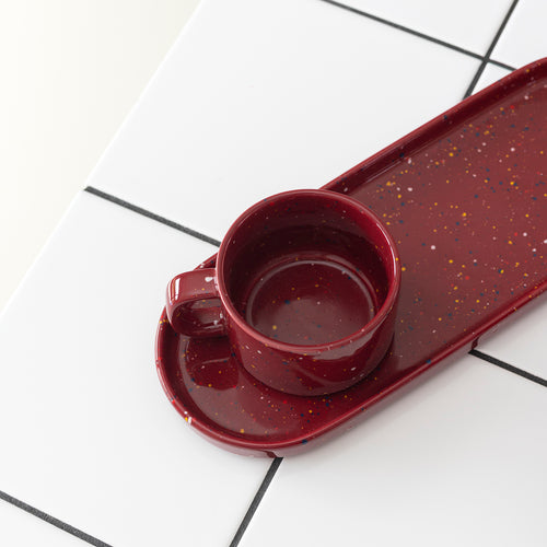 Ona - Serveerschaal 28,5x10cm burgundy Fika - Set van 4