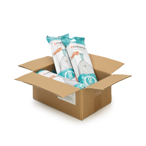 Brabantia PerfectFit Afvalzak, code O, 30 liter, 120 stuks, set van 6 rollen - White