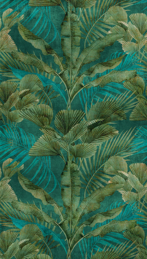 Livingwalls fotobehang jungle-motief groen en blauw - 159 x 280 cm - AS-391851