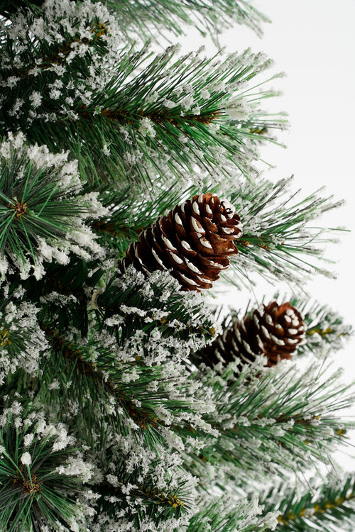 Black Box Trees Vandans Kunstkerstboom in Pot - Kunst Kerstboom H90 x Ø48 cm - met Dennenappels - Groen Frosted