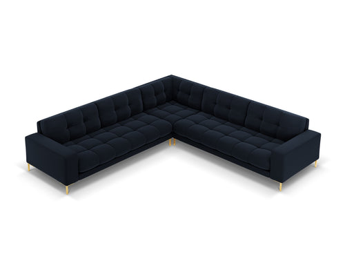 Cosmopolitan Design Symmetrische hoekbank Bali 6-zits, flueel, donkerblauw - 256x256x75cm