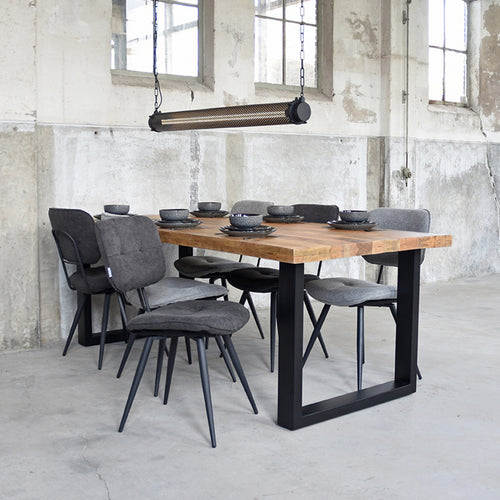 Label51 Eetkamerstoel Lux - Grijs Stof - Zithoogte 50cm - Set van 2 - vtwonen shop