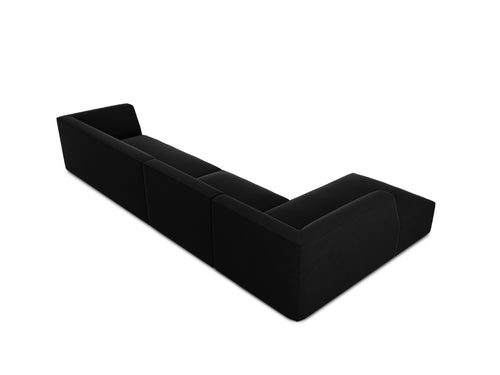 Micadoni linker hoekbank Ruby 5-zits, flueel, zwart - 180x366x69cm