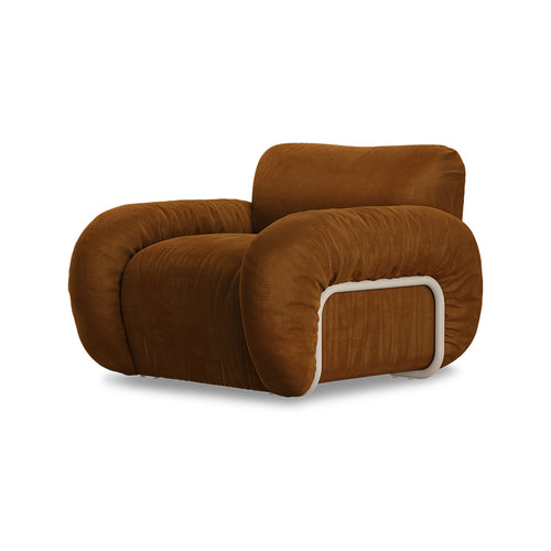 HKLIVING Arc fauteuil lounge – royal velvet caramel – frame sand