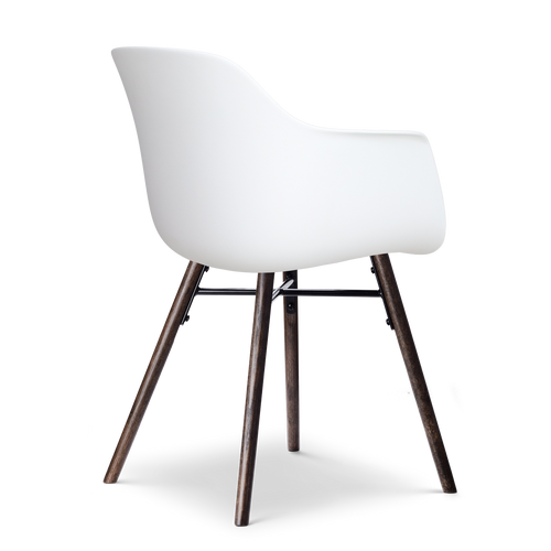 Nolon Nena-Liz eetkamerstoel wit met mosgroen zitkussen - walnoot houten onderstel