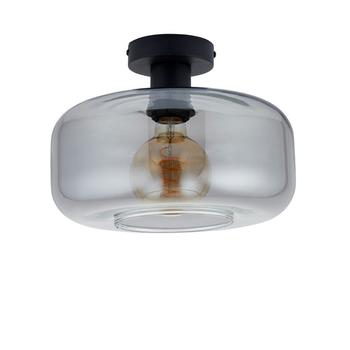 Lighto - Art deco plafondlamp zwart met smoke glas - Velo - vtwonen shop