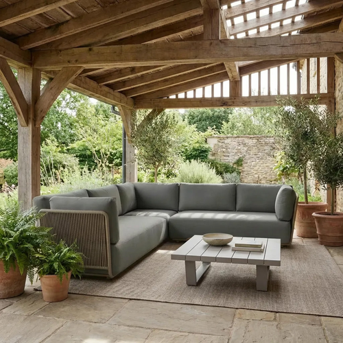 WOOOD loungeset tuin Sora - Metaal/Touw - Bruin - 73x269x269
