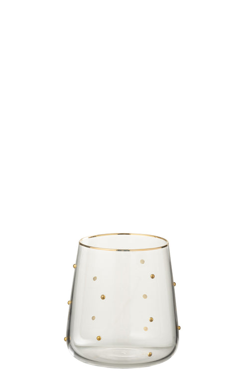 J-Line drinkglas Stippen - glas - tansparant/goud - vtwonen shop