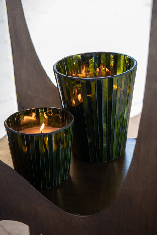J-Line geurkaars Noa - Herbal Serenity - glas - groen - medium - 55U