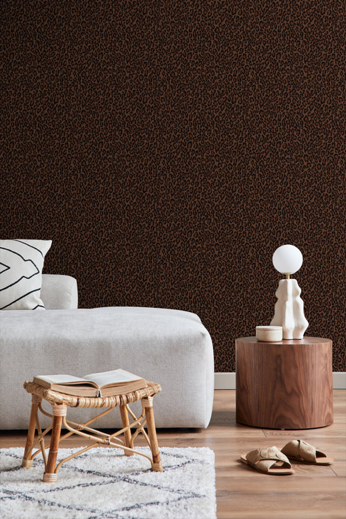 ESTAhome behang panterprint donkerbruin - 50 x 900 cm - 131401 - vtwonen shop