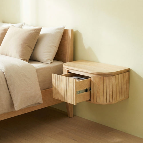 Giga Meubel Nachtkastje Merel - Zwevend Naturel Hout - 55x35x26cm