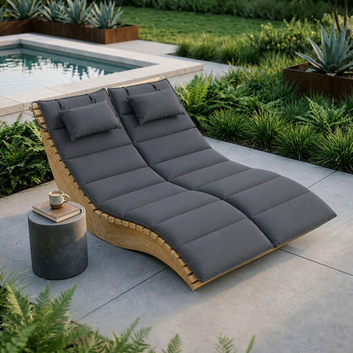 HOME DELUXE Golvend houten ligstoel WOLGA - 120 cm