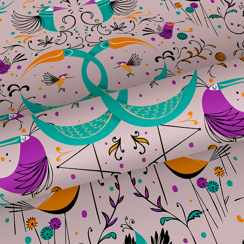 Walls4You behang vogels oudroze en meerkleurig - 53 cm x 10 m - 640129 - vtwonen shop