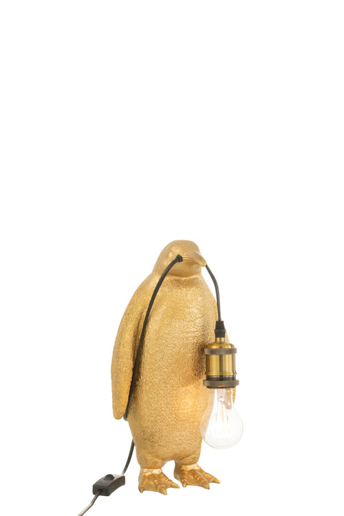 J-Line tafellamp Pinguïn - polyresin - goud - small