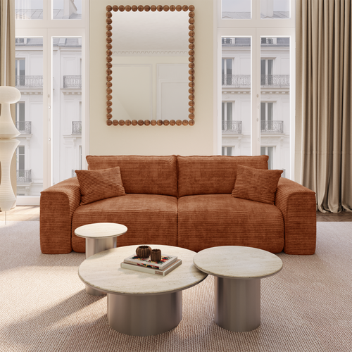 Premium Interiors - Slaapbank met opbergruimte COMO - corduroy terracotta 254cm
