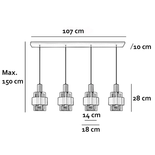 Highlight hanglamp Marrone - 4 lichts - 110  x 150   cm - brons