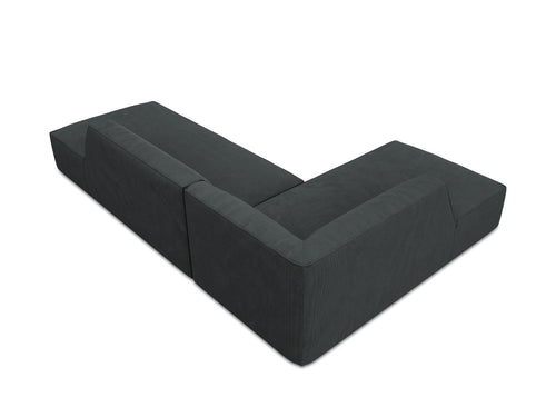 Micadoni linker hoekbank Ruby 4-zits, ribfluwelen, zwart - 180x273x69cm