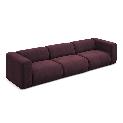 LaMiaSofa 4-zits bank Bari - chenille stof - bordeaux - 319x89x70